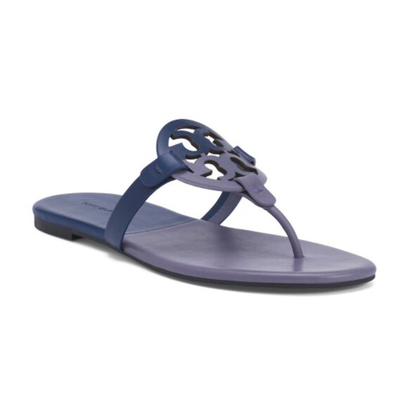 NEW  TORY BURCH Made In Brazil Miller Soft Leather Sandals Dark Lotus 1467mn - Picture 2 of 10